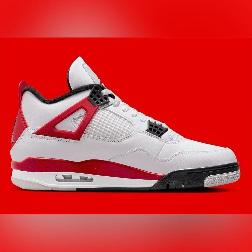 Nike Air Jordan 4 Red Cement White Fire Red Black Grey 408452-161 7y 7 kids gs - Picture 8 of 10